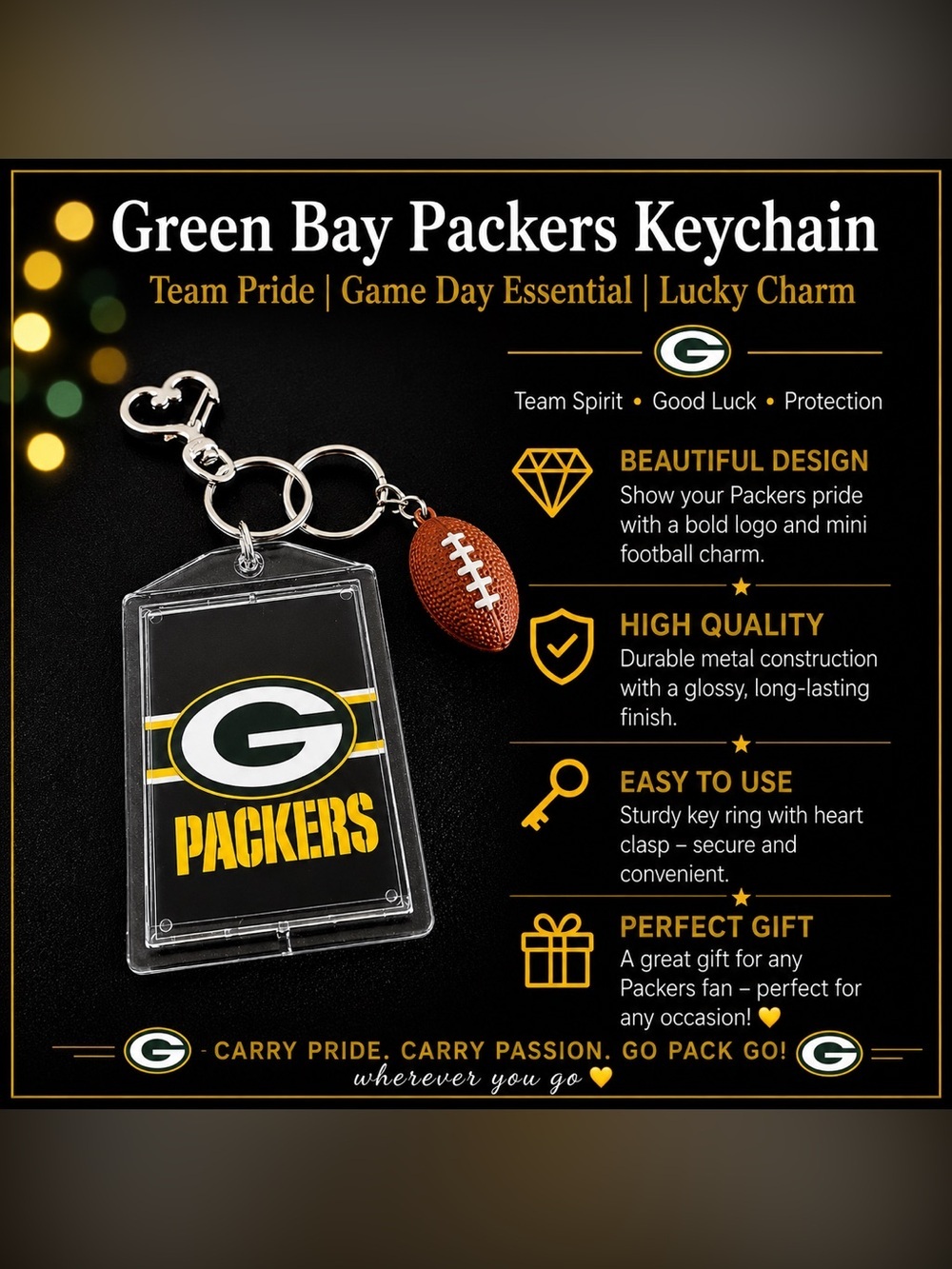 *30off3*‎ Greenbay Packers Football 🏈 Keychain​